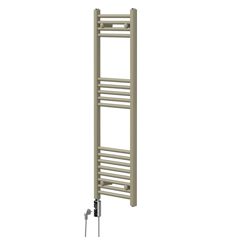 LuxeBath | Handtuchheizkörper elektrisch 600W Sahara gerade mit Seitenanschluss 400x1200 mm Stahl Beige Badheizkörper Handtuchtrockner für Badezimmer