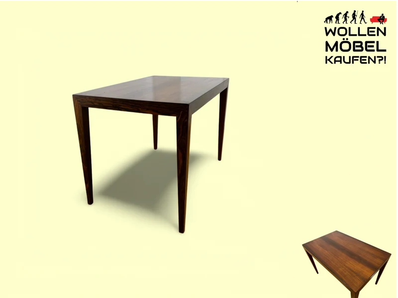 WMK # Stilvoller und sehr gut erhaltener kleiner skandinavischer 60er Jahre Couchtisch aus edlem Palisander