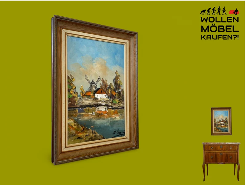 WMK Freundliches, gut gemaltes & sehr gut erhaltenes schwedisches Vintage Öl auf Spannplatte Gemälde , 41x56cm, signiert, Holzrahmen