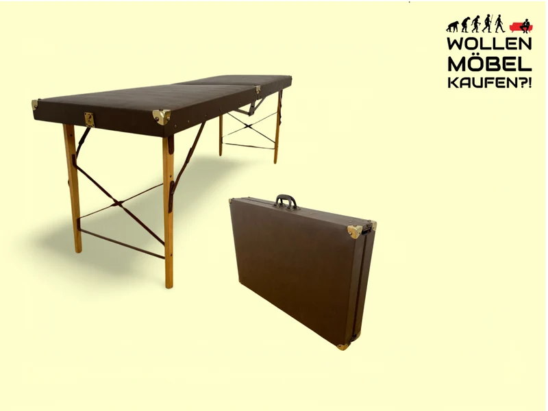 WMK Stilechte & sehr gut erhaltene mobile Mid-Century Massageliege in praktischen mit Kunstleder bezogenem Koffer