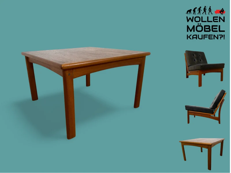 WMK # Stilvoller und gut erhaltener skandinavischer Designercouchtisch von Glostrup Møbelfabrik aus massivem Teakholz