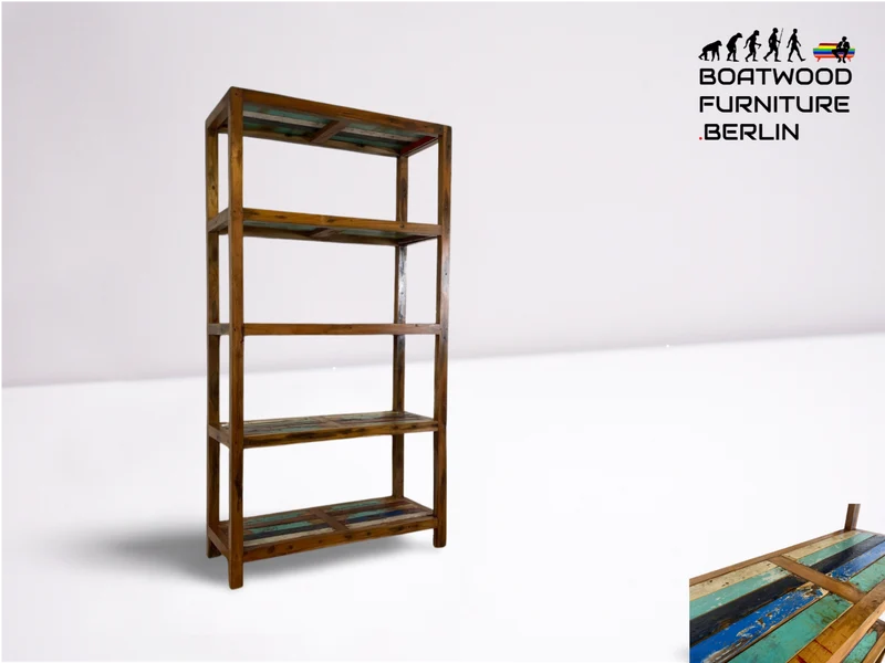Boatwood by WMK # Schönes, sehr stabiles und hochwertiges Regal aus altem Bootsholz, ein handgefertigtes Unikat aus massivem Teakholz