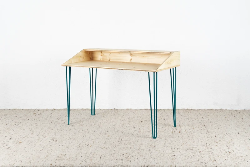 MASSIVHOLZ TISCH Schreibtisch holz Mid Century Vintage 60s Design