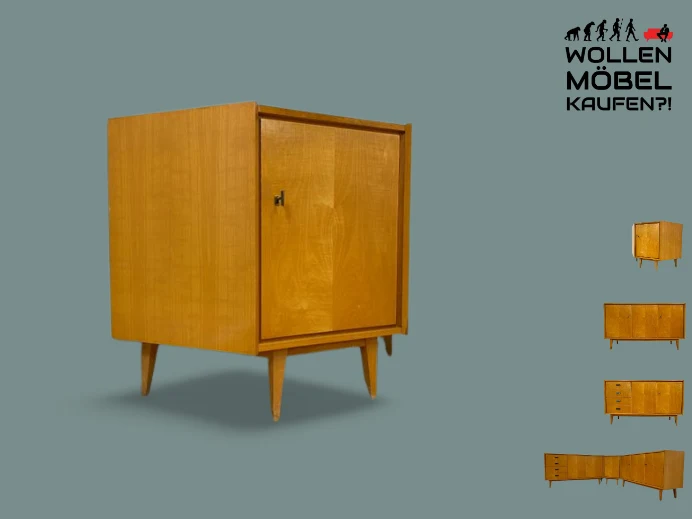 WMK I Versand 85€ I Stilvolle helle Mid-Century Eck Kommode aus 1965 von VEB Südthüringer Möbelwerken