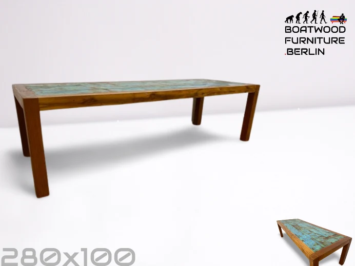 Boatwood by WMK I Imposanter 280x100cm großer Esstisch aus altem Bootsholz