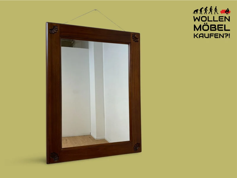 WMK I Großer & eleganter Vintage Spiegel im antikem Stil mit verziertem Holzrahmen in Nussbaum