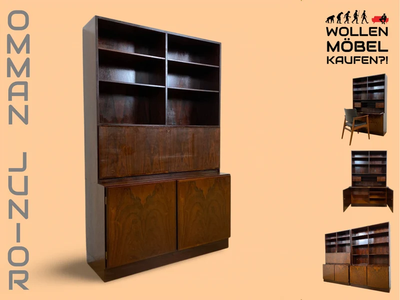 WMK I Stilvoller skandinavischer Mid-Century Designer Schreibschrank by Omann Junior in Palisander