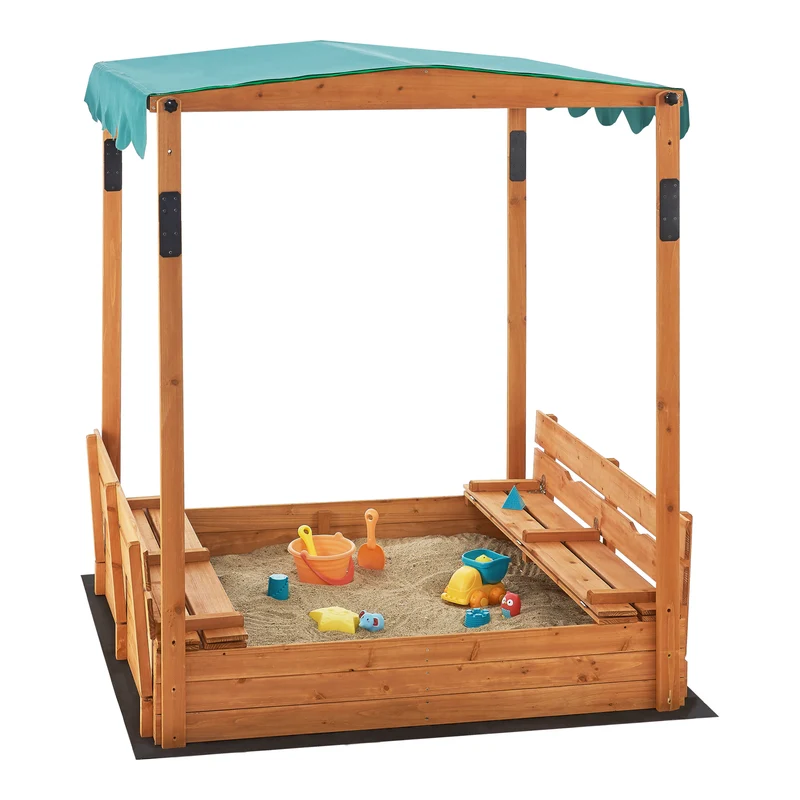 Sandkasten Pitsunda mit höhenverstellbarem Dach 145x118x118cm [en.casa]