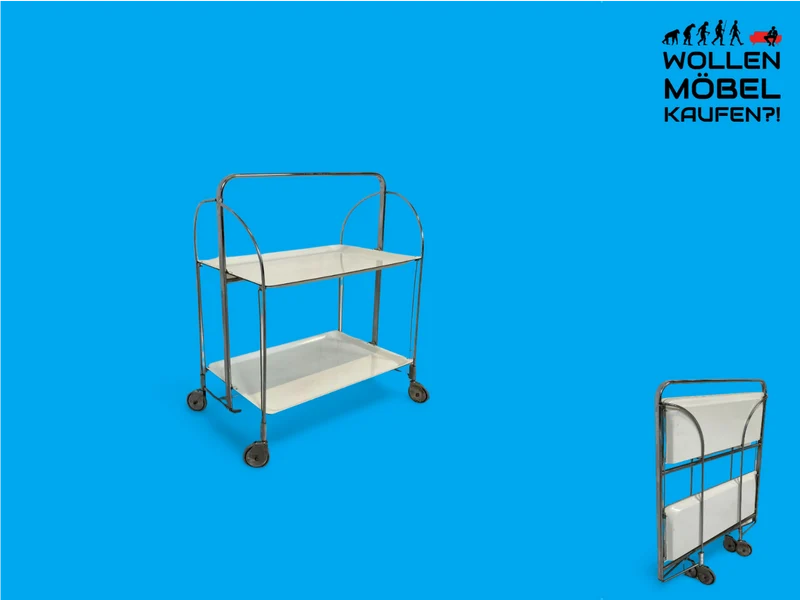 WMK Der Design Klassiker! Kultiger & sehr gut erhaltener faltbarer Dinette Servierwagen von Bremshey Solingen aus 1960er Jahren