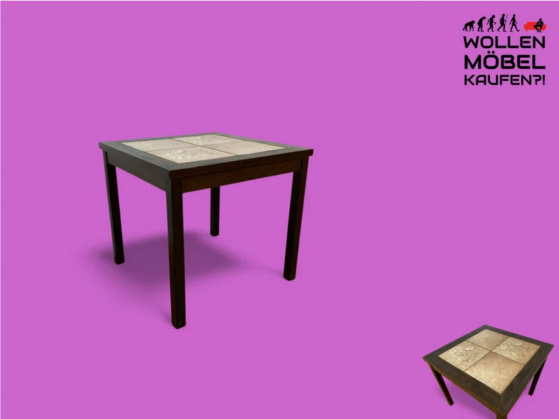 WMK Schöner skandinavischer Couchtisch aus Palisander mit kunstvoll gestalteten Fliesen