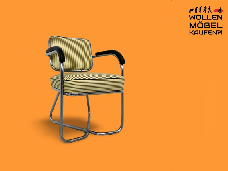 WMK Berühmter skandinavischer freitragender Stahlrohr Designersessel Attr von Fritz Hansen , 1930er Jahre