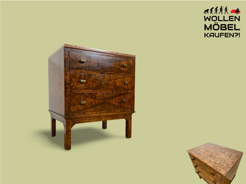WMK Wunderschöne dänische antike Schubladenkommode aus vollem Holz mit Marmorplatte und hübschen Originalgriffen