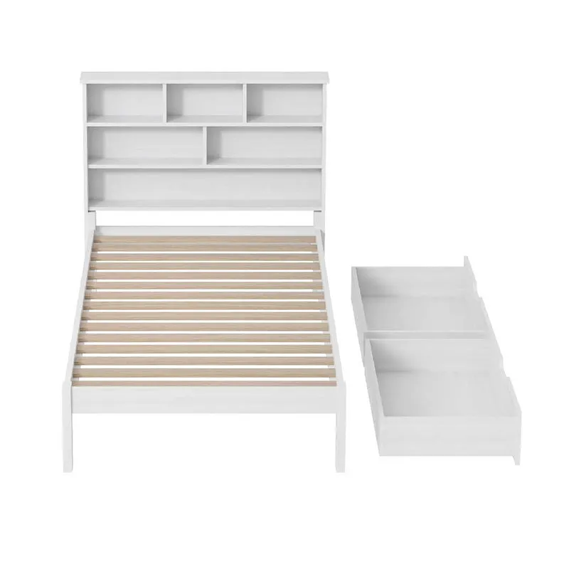 Yelenaro Kinderbett 90x200 – LED Polsterbett & Holz Stauraumbett mit Schubladen