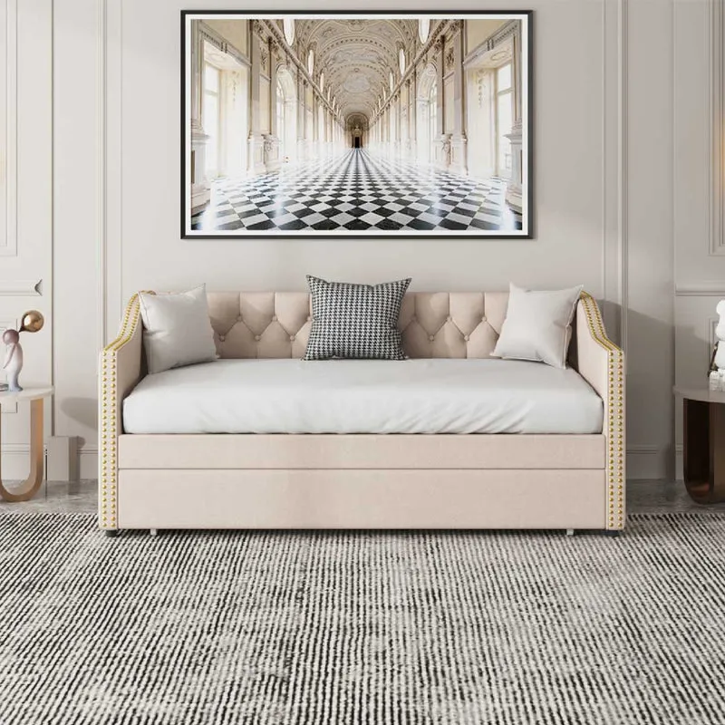 Yelenaro Ausziehbares Schlafsofa 90×200 cm – Polsterbett mit Lattenrost
