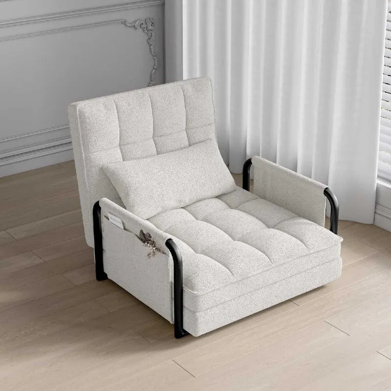 Yelenaro 4-in-1 Bouclé Schlafsessel – Verstellbares Sofa, Liege & Gästebett in einem