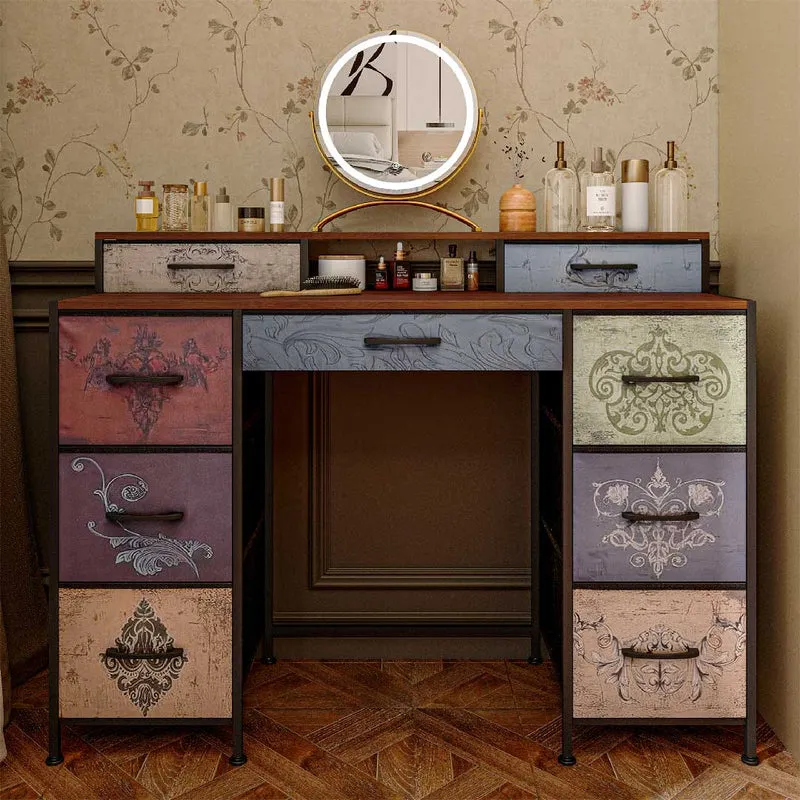Yelenaro Vintage Kommode mit Stoffschubladen – Metallrahmen & Holzplatte