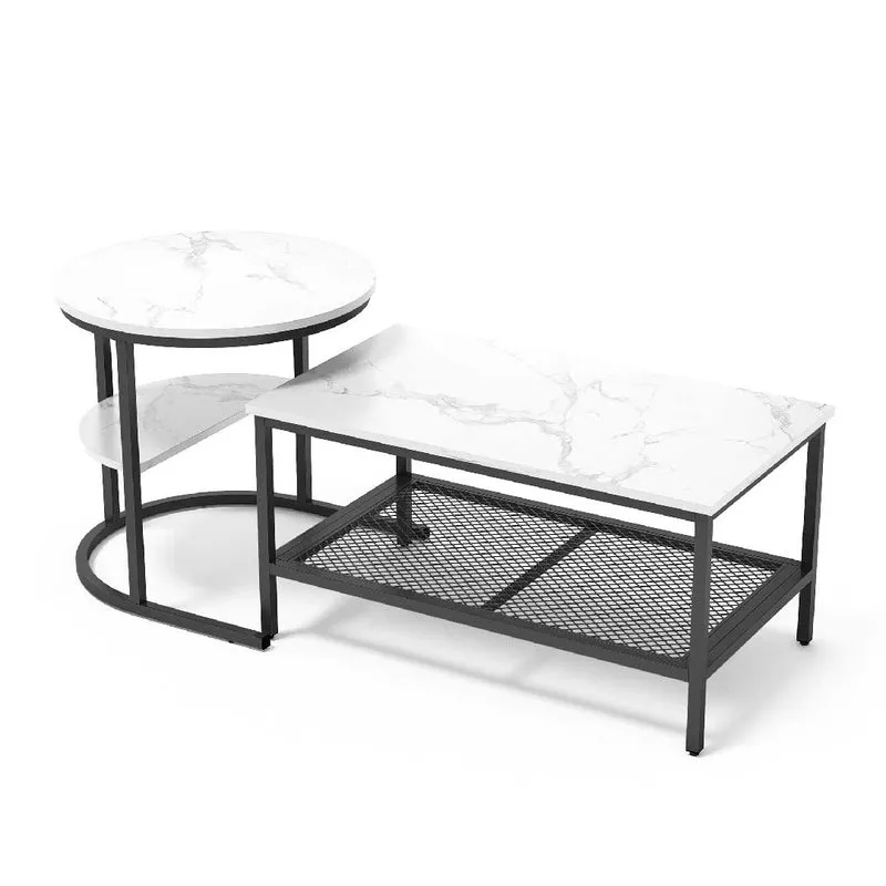 Yelenaro Couchtisch 2er Set mit Stauraum – platzsparend & stabil