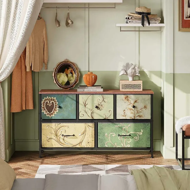 Yelenaro Luminarix Kommode 5 Schubladen, Boho Vintage Sideboard