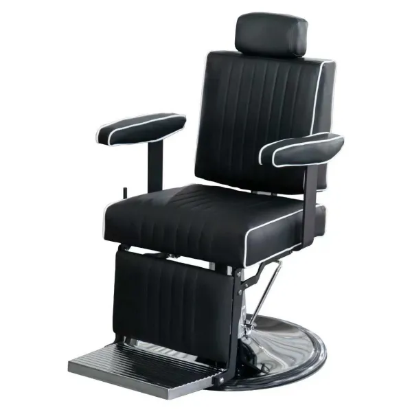 Barberstuhl Schwarz Herren | Profi Barbershop Friseurstuhl CADEN | Hydraulisch & Drehbar