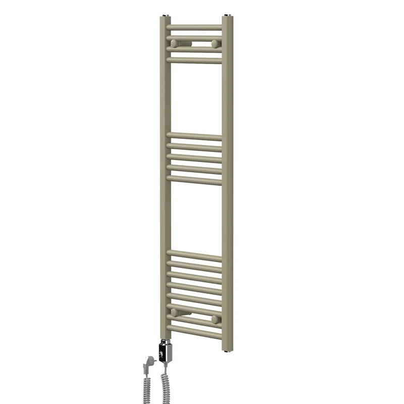 LuxeBath | Handtuchheizkörper elektrisch 600W Sahara gerade mit Seitenanschluss 400x1200 mm Stahl Beige Badheizkörper Handtuchtrockner für Badezimmer