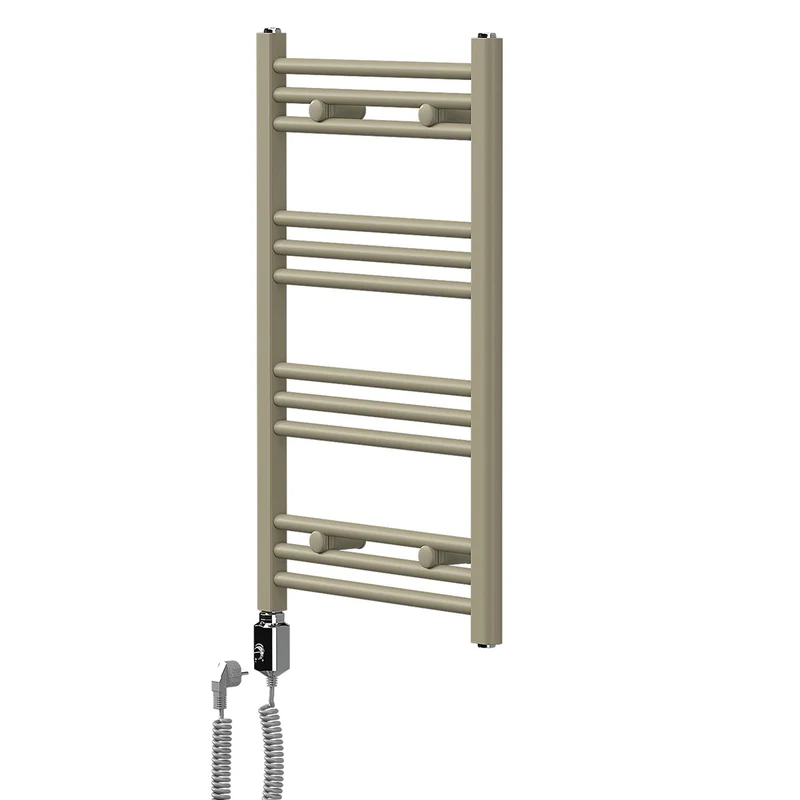 LuxeBath | Handtuchheizkörper elektrisch 300W Sahara gerade mit Seitenanschluss 500x800 mm Stahl Beige Badheizkörper Handtuchtrockner für Badezimmer
