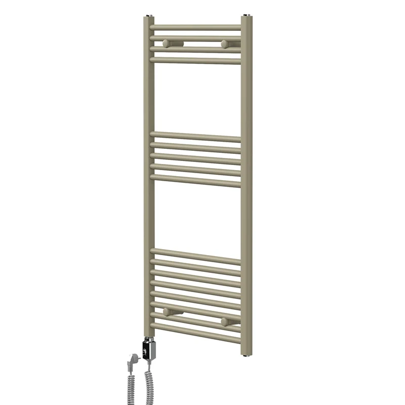 LuxeBath | Handtuchheizkörper elektrisch 600W Sahara gerade mit Seitenanschluss 600x1200 mm Stahl Beige Badheizkörper Handtuchtrockner für Badezimmer