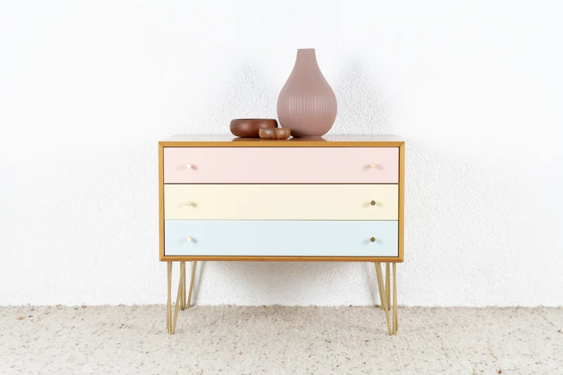 Vintage Kommode Schubladenkommode Omnia Holz Kirsch Sideboard
