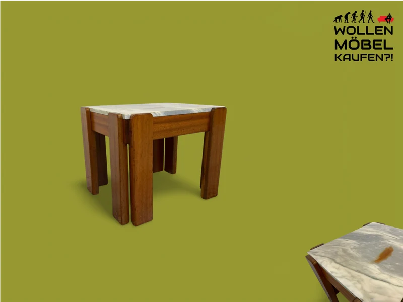 WMK Ein Blickfang! Außergewöhnlicher 70er Jahre Couchtisch mit schöner Marmorplatte , bauähnlich mit Tischen von Afra & Tobia Scarpa