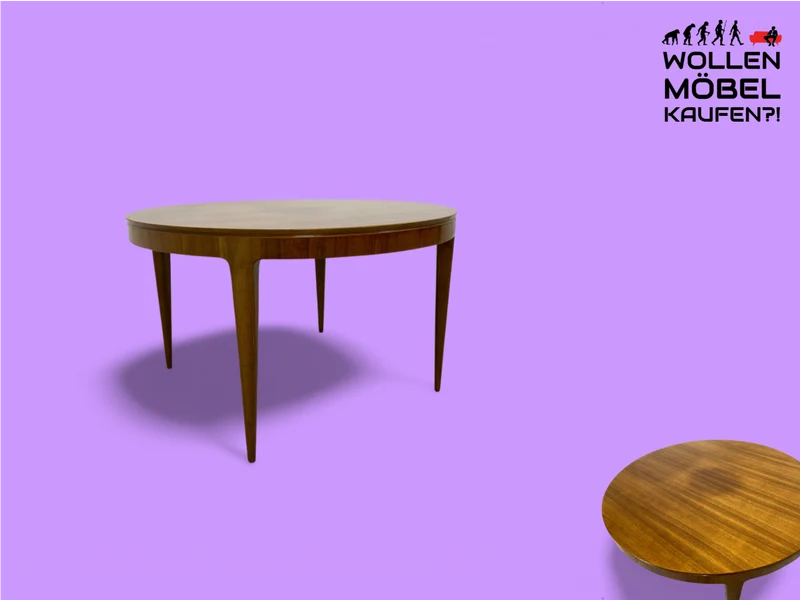 WMK Besonders schöner & sehr gut erhaltener runder skandinavischer Designer Couchtisch von Ole Wanscher für AJ Iversen aus den 1950ern