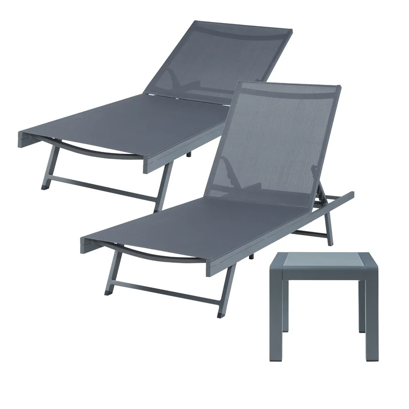 Sonnenliegenset Baragiano 3-tlg. Aluminium [casa.pro]