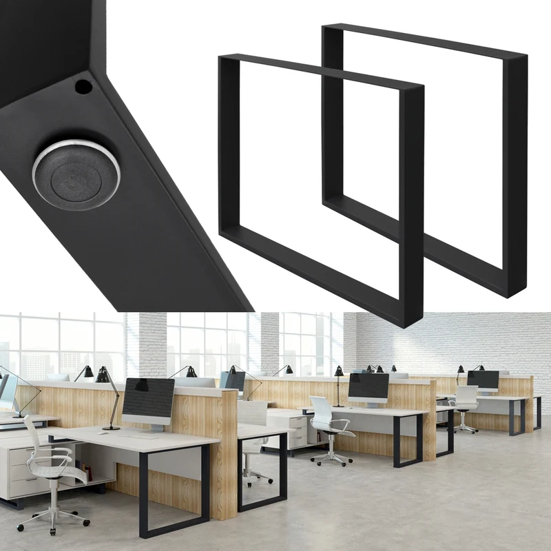 B-Ware Tischbeine Tischgestell 2er Set U-Design 90x72 cm Schwarz aus Stahl ML-Design