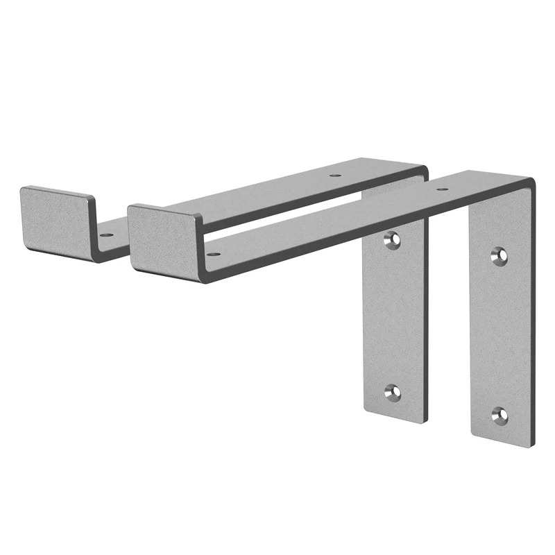 Wandkonsole Regalhalterung 2er Set 250 x 145 mm Grau aus Stahl ML-Design