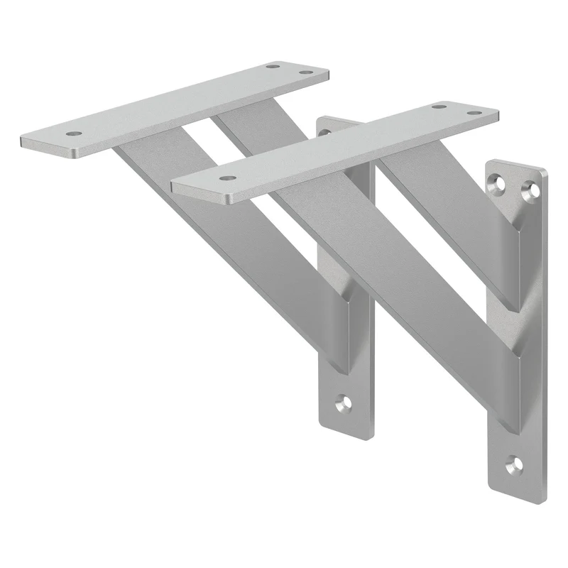 Wandkonsole Regalhalterung 2er Set 180 x 180 mm Silber aus Aluminium ML-Design