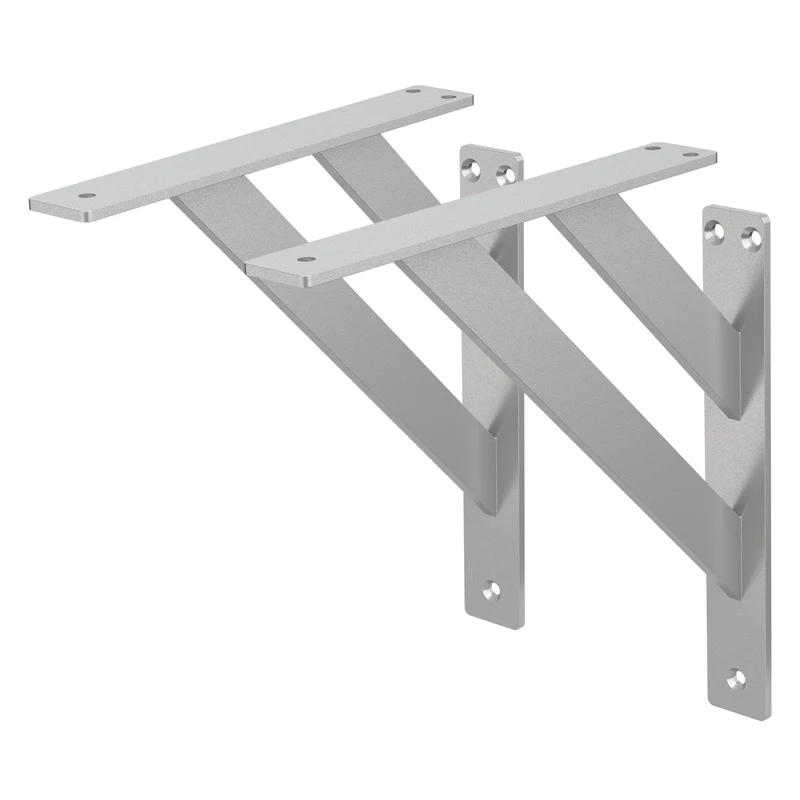 Wandkonsole Regalhalterung 2er Set 240 x 240 mm Silber aus Aluminium ML-Design