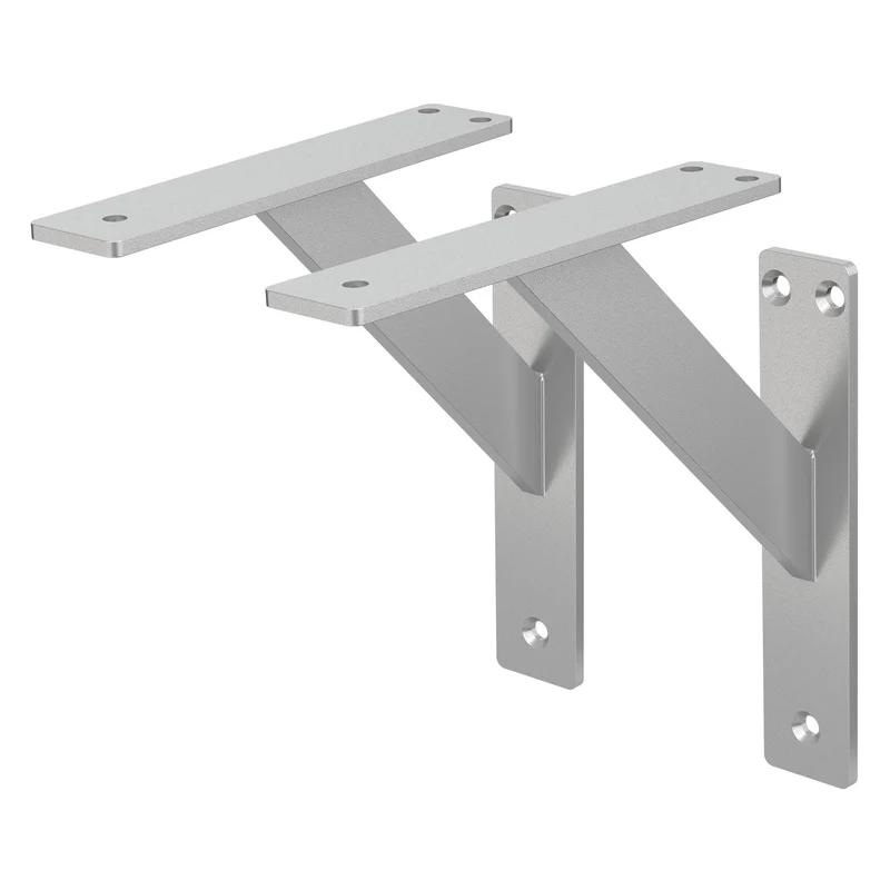 Wandkonsole Regalhalterung 2er Set 180 x 180 mm Silber aus Aluminium ML-Design