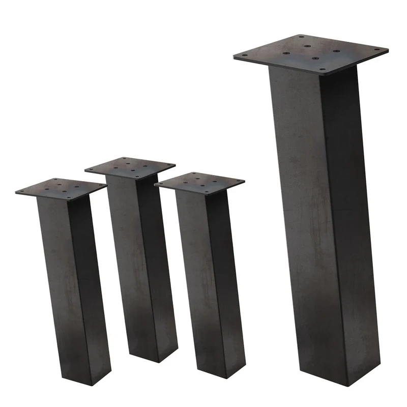 B-Ware 4er Set Tischbeine schräg H42 cm Optik Industrial Stahl Profil 8x8 cm I-Form 96° Neigung ML-Design