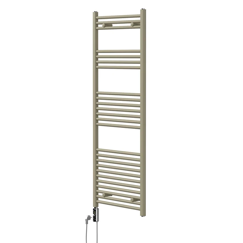 LuxeBath | Handtuchheizkörper elektrisch 600W Sahara gerade mit Seitenanschluss 600x1500 mm Stahl Beige Badheizkörper Handtuchtrockner für Badezimmer