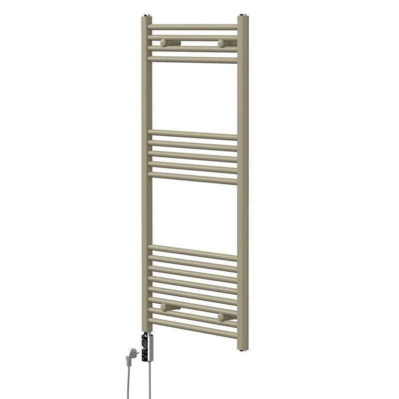 LuxeBath | Handtuchheizkörper elektrisch 600W Sahara gerade mit Seitenanschluss 600x1200 mm Stahl Beige Badheizkörper Handtuchtrockner für Badezimmer