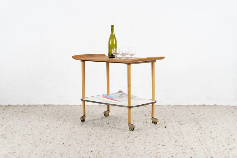 Vintage Servierwagen Beistelltisch Rollen Blumentisch Mid Century Barwagen