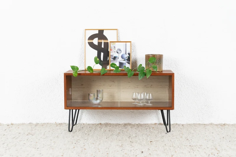Vintage Kommode Sideboard Vitrine Teak Mid Century Holz