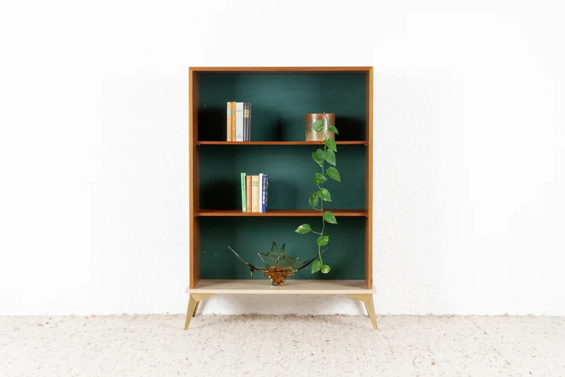 Vintage Regal Bücherregal Schrank Holz Grün 60s