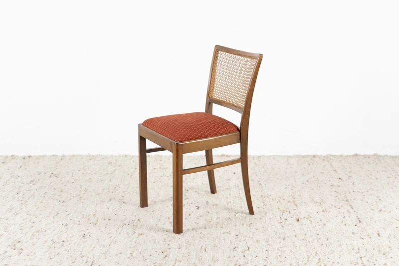Vintage Stuhl Massivholz Wiener Geflecht Rot Muster Küche Esstisch