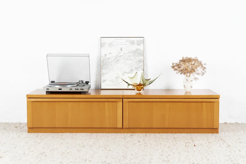 Vintage Sideboard Tv Lowboard Schubladen Kommode Holz Zweiteilig