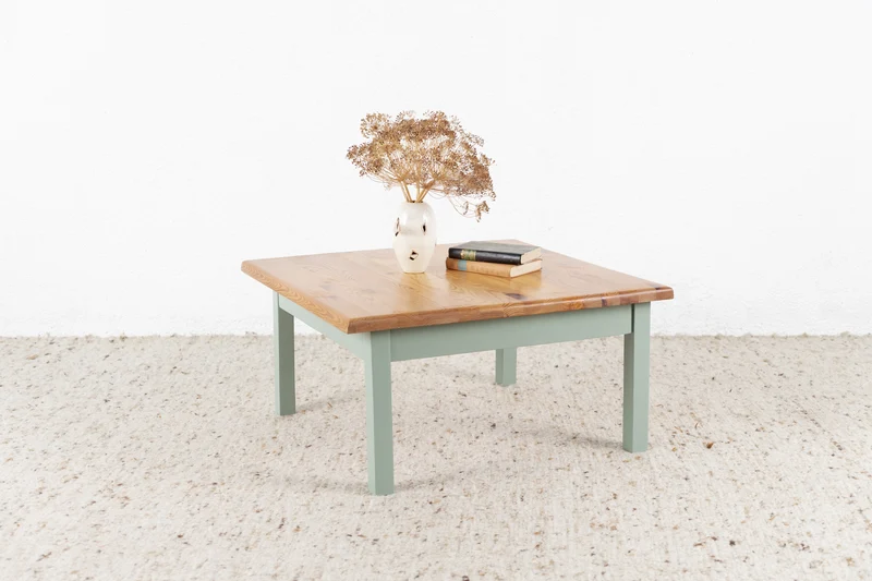 Vintage Couchtisch Beistelltisch Massivholz Pastell Salbei Wohnzimmer