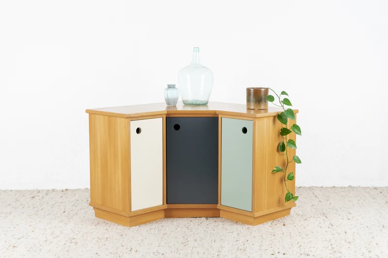 Vintage Eckschrank Eckkommode Holz Kommode Rüster Mid Century
