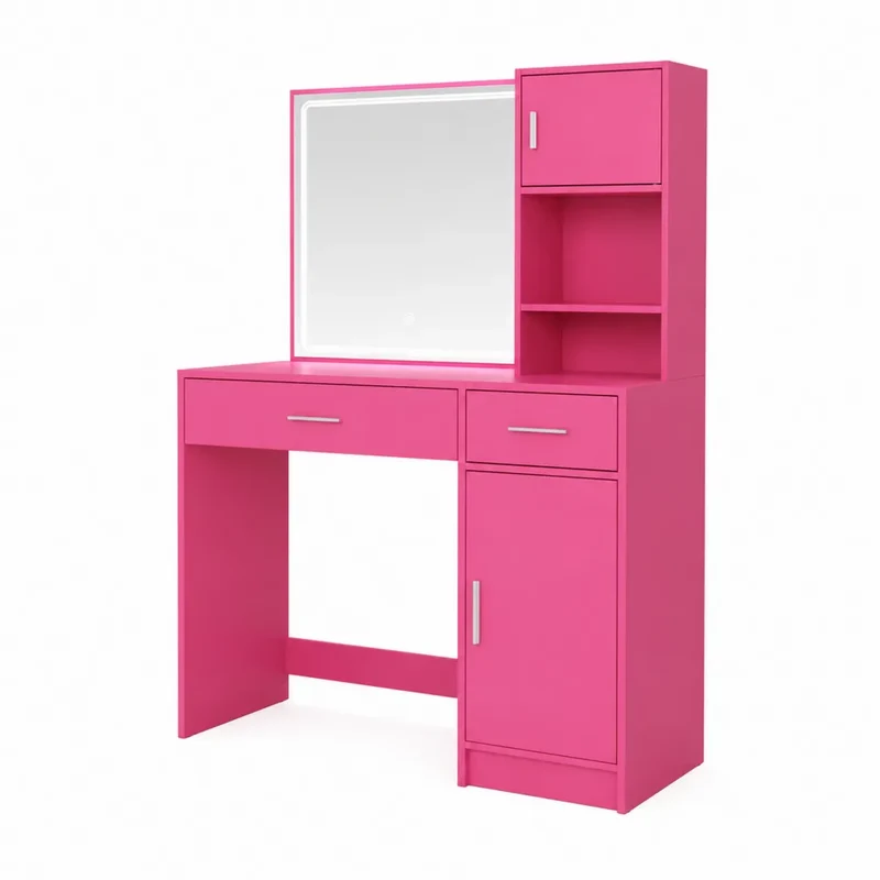 Schminktisch mit Spiegel und Stauraum MDF Pink