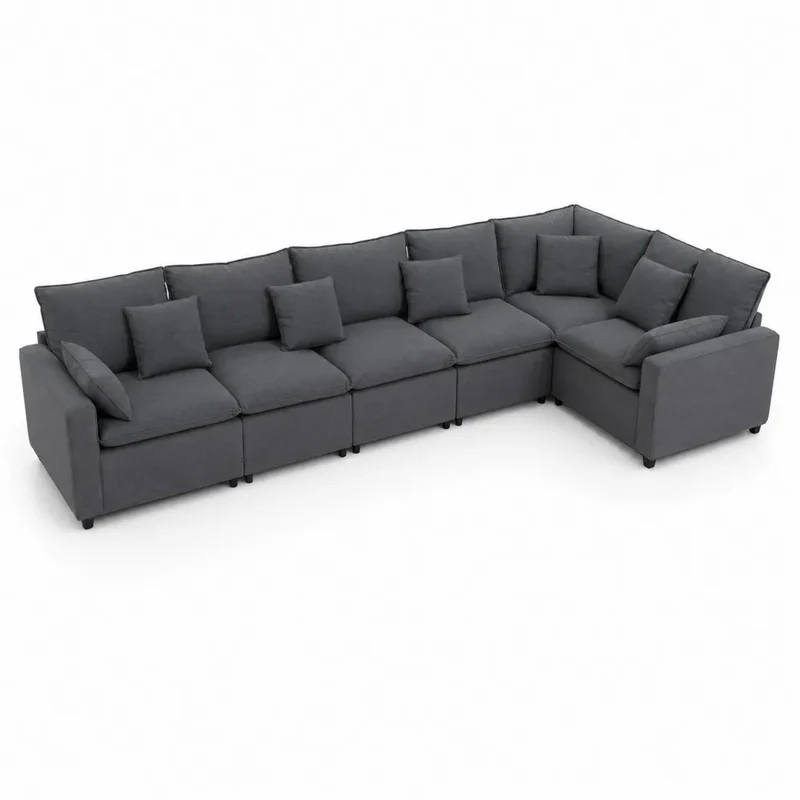 Ecksofa-Set aus Stoff Dunkelgrau