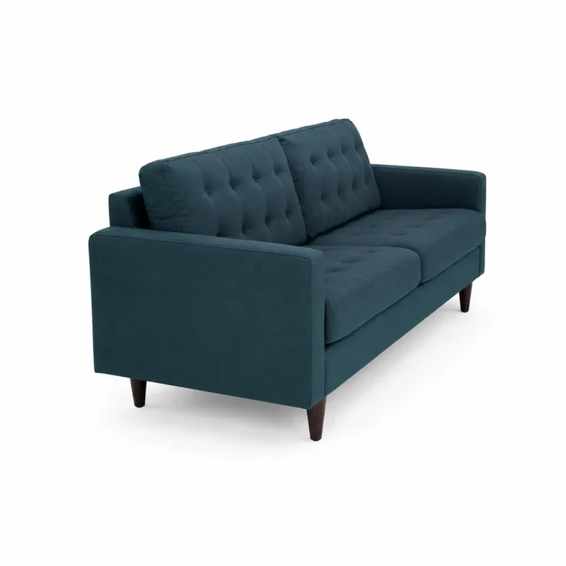 3-Sitzer-Sofa mit Stoffbezug und Holzfüßen, Dunkelblau