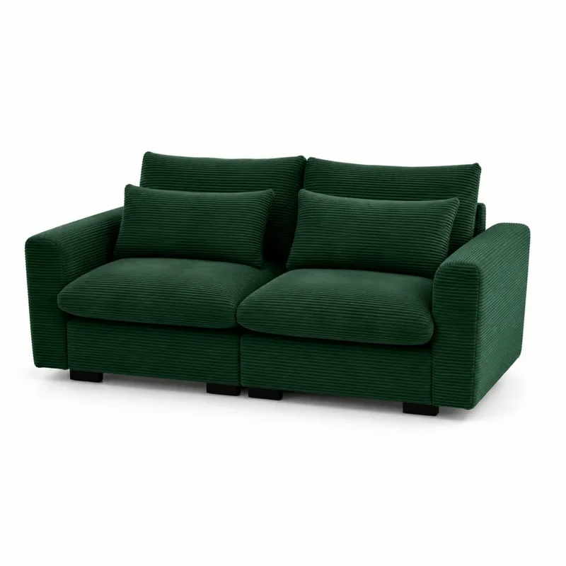 2-Sitzer Sofa Grün Cord Baumwolle 182x95x90cm