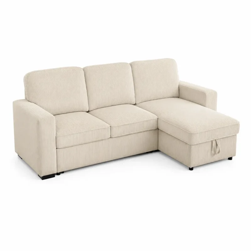 Ecksofa mit Schlaffunktion Cord Beige